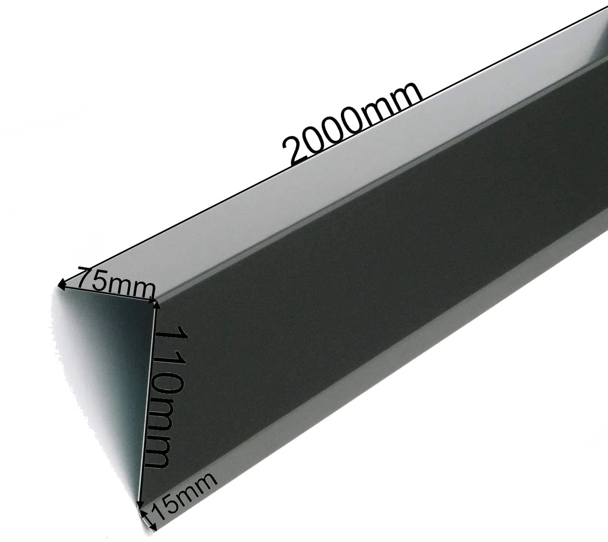 Ortgangblech Ortgangwinkel Alu grau anthrazit RAL 7016 75mm x 110mm x 15mm Standard Dach-Abschluss-Blech Dachrandblech Dach Kantblech (75mm x 125mm Standard)