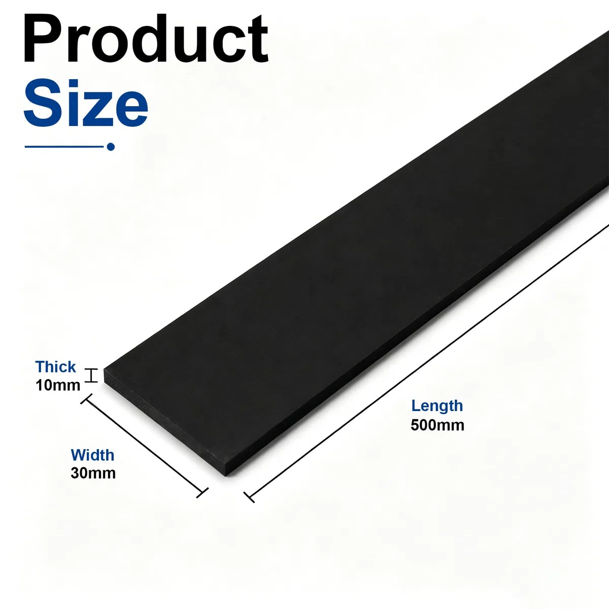 2 Stück Schwarze ABS Kunststoff Flachstange Schwarze Rechteckige Kunststoffleiste 500mmx30mm Dicke 10-15mm für Automobilfertigung,500x30x10mm