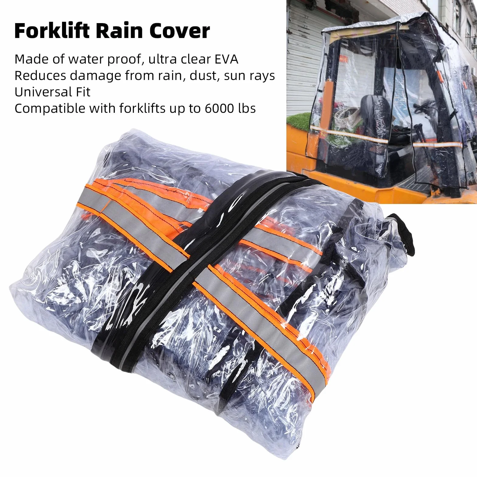 Gabelstapler Regenschutz, 6000Lbs Gewichtskapazität Durchsichtiges EVA Gabelstapler-Schutzabdeckung,Wasserdicht, winddicht, regenfest Universal-Gabelstapler-Abdeckung