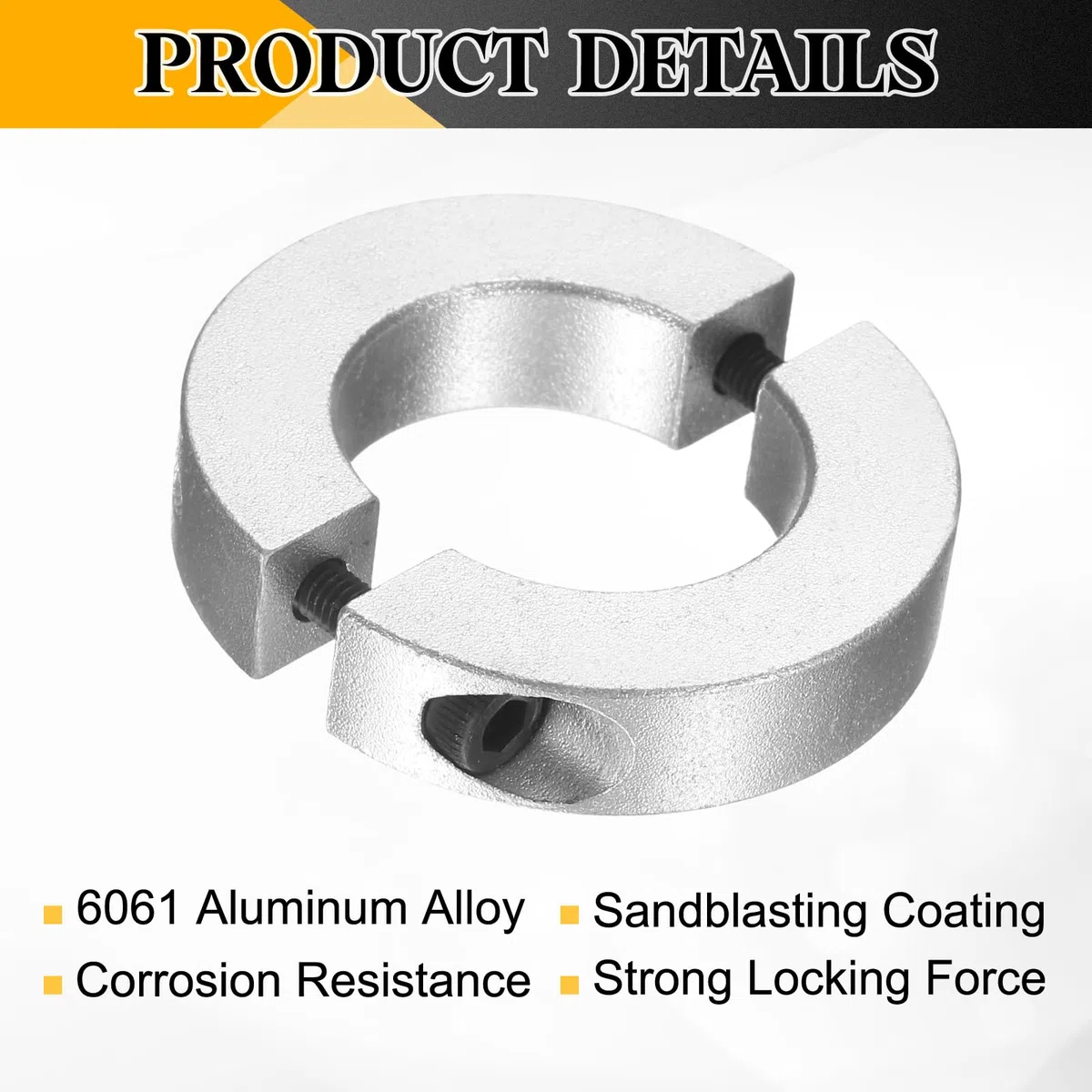 sourcing map Doppelter geteilter Schaftkragen, 20 mm Bohrung, zweiteiliger Klemmkragen, 35 mm Außendurchmesser, 8 mm Dicke, Aluminiumlegierung, Schraubspaltring