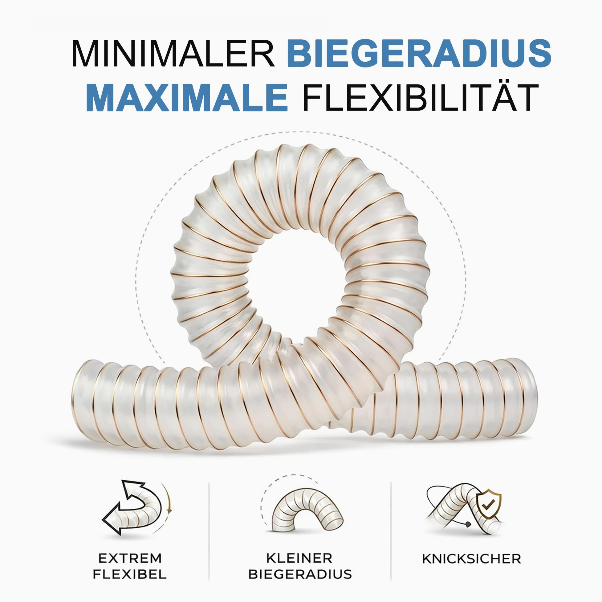 AWM Absaugschlauch Ø 50 mm transparent 0,4 mm Absauganlage Spiralschlauch schwer entflammbar Flexschlauch (2 Meter)
