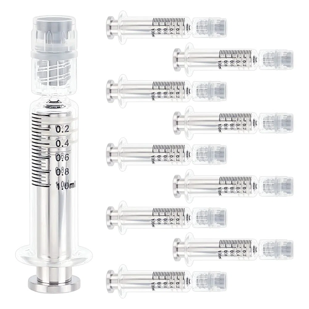 OLYCRAFT 10 Stück 1ML Borosilikatglas Spritze Hitzebeständige Luer Lock Spritze ohne Nadel Wiederverwendbare Glasspritzen für die Industrie oder Labor Flüssigkeiten Kleber Öl