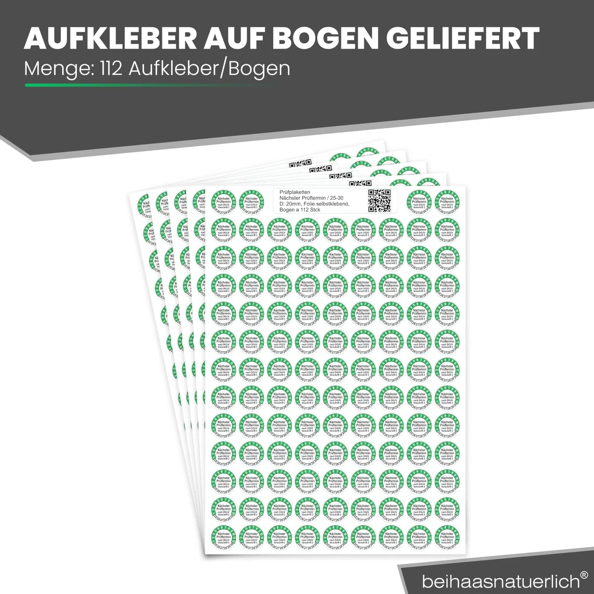 560 Stck Prüfplaketten "Nächster Prüftermin", 20 mm Ø, Prüfetiketten nach DGUV V3, 2025-2030, Prüfaufkleber, E-Check Prüfetikett, Plakette für Elektrogeräte (Grün, 5 Bogen)