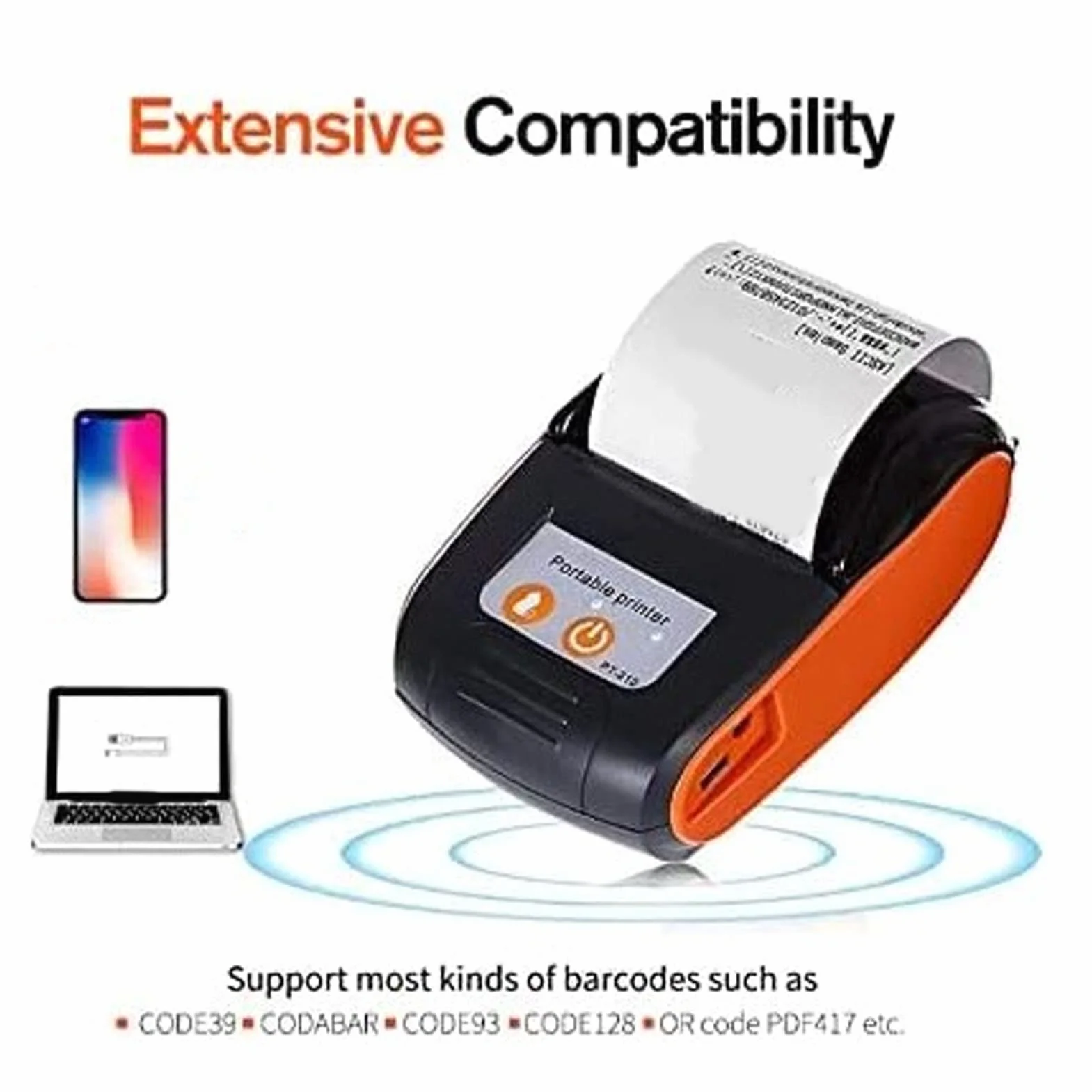 Bewinner Bluetooth-Belegdrucker, Tragbarer 58-mm-MiniPos-Drucker, Persönlicher Rechnungs-POS-Belegdrucker, Mobiler Kabelloser Thermodrucker für den Restaurantverkauf Im (Mit