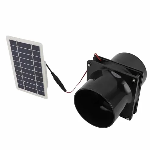 Haofy 10 W 12 V Solarbetriebener Abluftventilator, Solar-Entlüftungsventilator, ABS-Solarpanel-Ventilator-Set für Runde Rohre für Haustierhaus, Hühnerstall, Wohnmobil, Gewächshaus