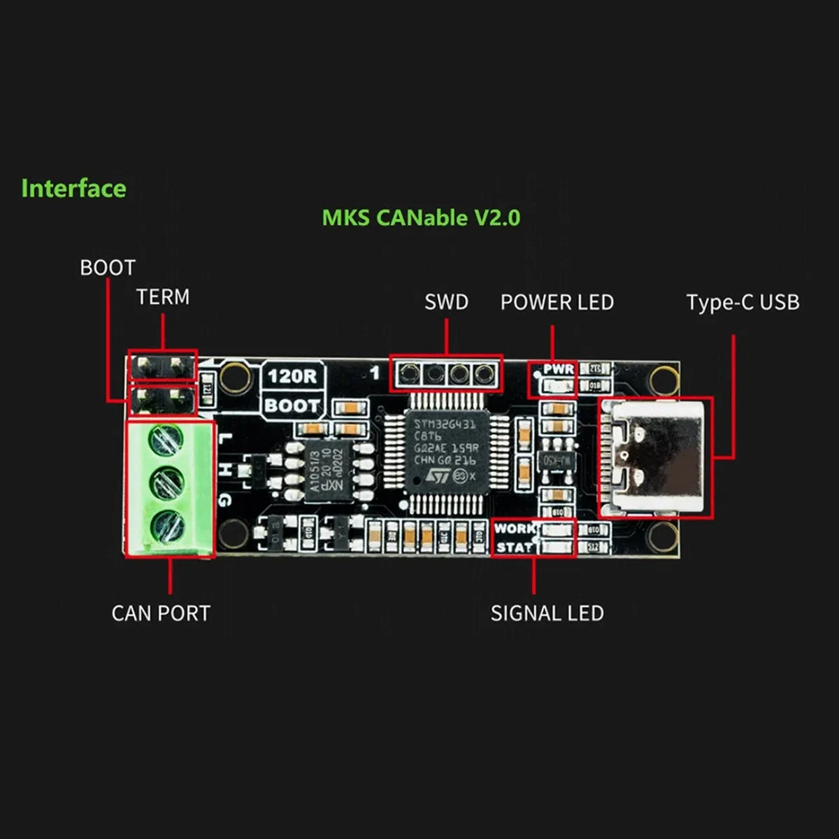 CANable 2.0 CANbus Transceiver USB Zu CAN Analysatoren CAN2.0 Serieller Controller CANable Basierend Auf STM32G431C8T6 Kostengünstig