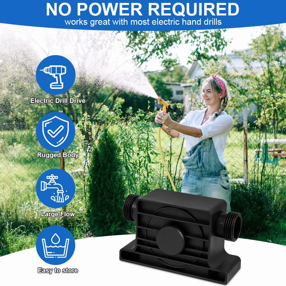 Flintronic Bohrmaschinenpumpe, Wasserpumpe, 900 L/H Selbstansaugende Transferpumpe, Akkuschrauber Pumpe, mit 2m Schlauch aus, für Wasser Öl Kraftstoffe Dieselmotoren FlüSsigwasser | Max 3500 U/min