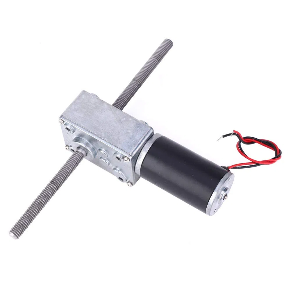 12V Getriebemotor mit hohem Drehmoment, M8 Doppelwellen Schneckengetriebemotor, doppelter rechter Untersetzungsmotor, zwei gerade Zähne(Reduction Ratio 670)