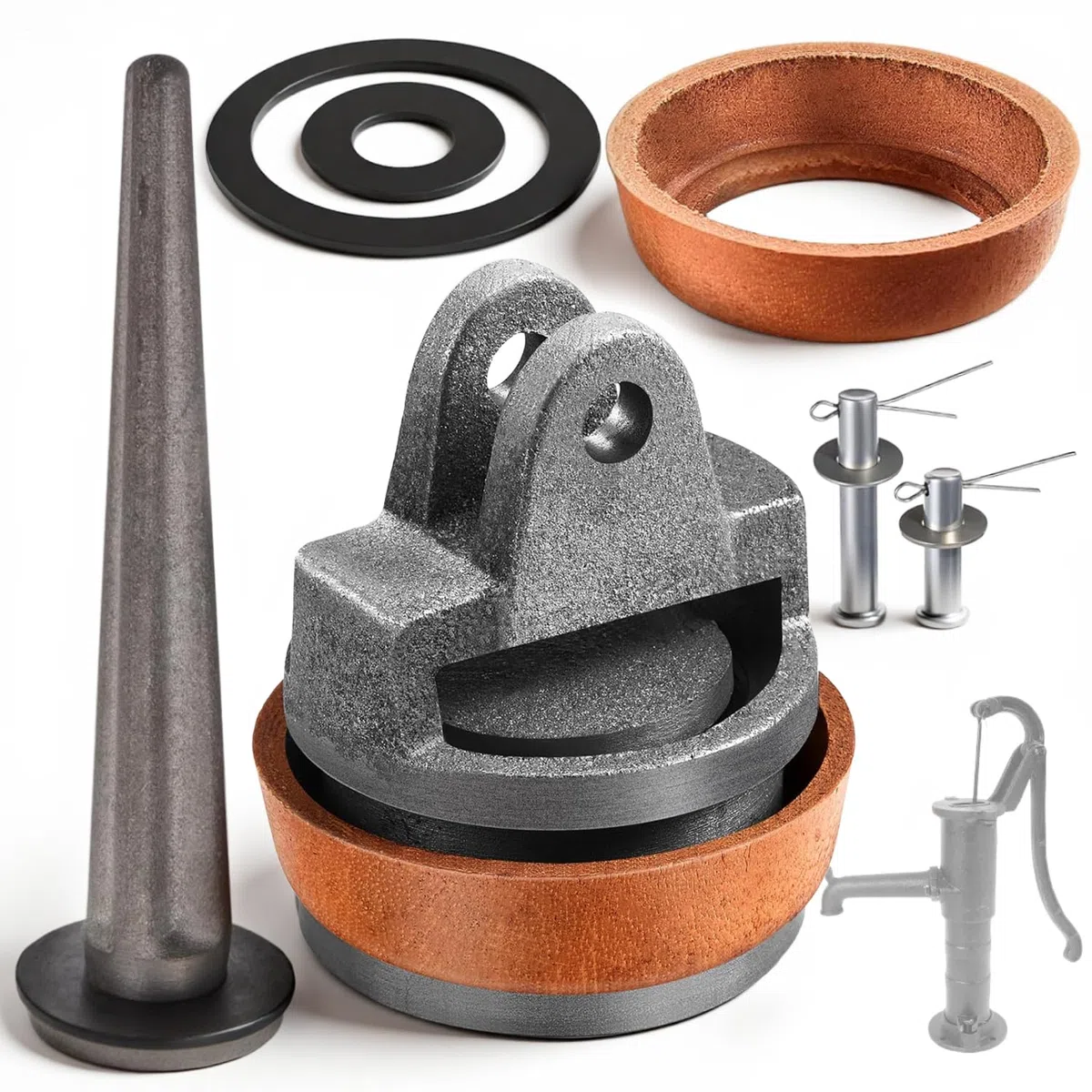 Kolben für Schwengelpumpe Komplettset Schwengelpumpe Ersatzteile Typ 75 mit Lederdichtung, perforiertem Ventil, Handpumpendichtung für Pumpendichtungen, Handschwengelpumpe, Gartenpumpen Sanierung