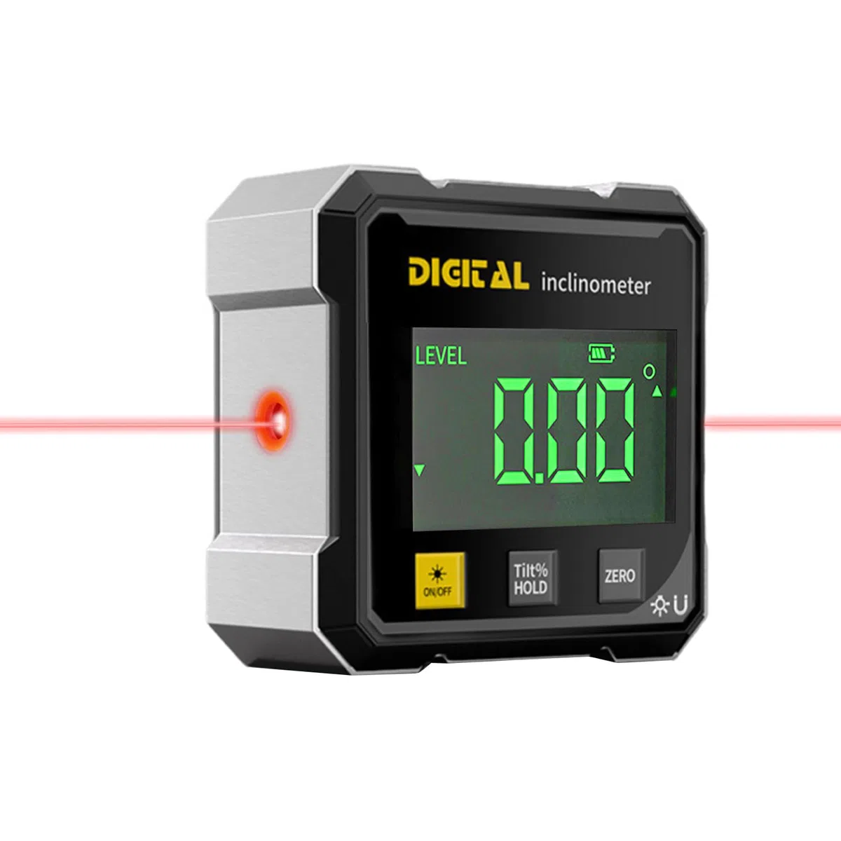 Digitaler Winkelsucher mit Elektronischem Laser mit LCD Display,4-Seitiger Magnet Digital Inclinometer with Laser Digitaler Neigungsmesser mit Laser für Holzbearbeitung, Tischsäge, Hängend.
