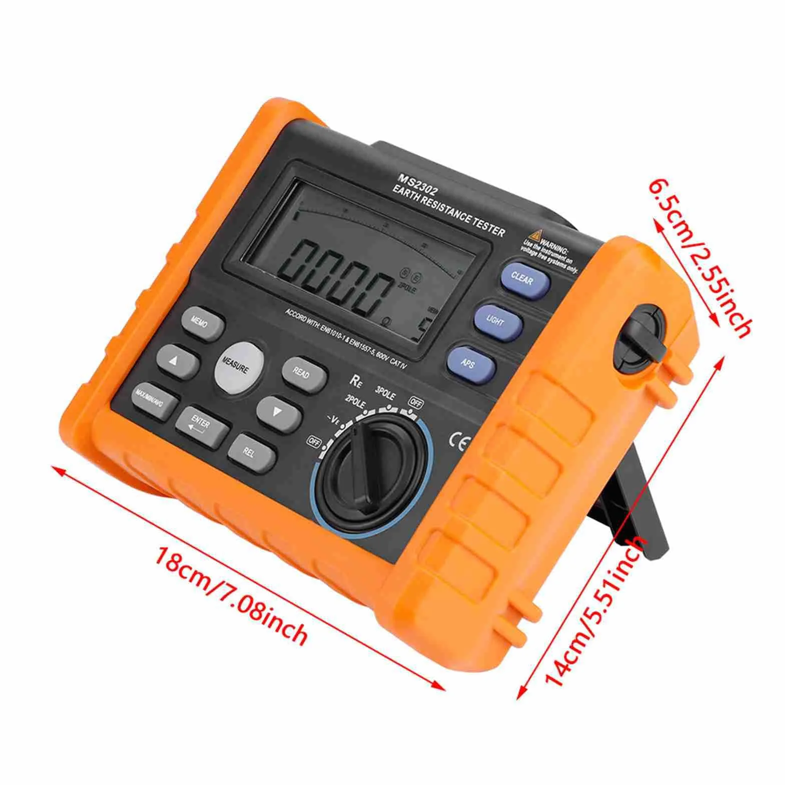 PEAKMETER MS2302 Digitales Widerstandsmessgerät Megohmmeter mit LCD-Hintergrundbeleuchtung 0~4K Ohm 100 Groups Data Logging