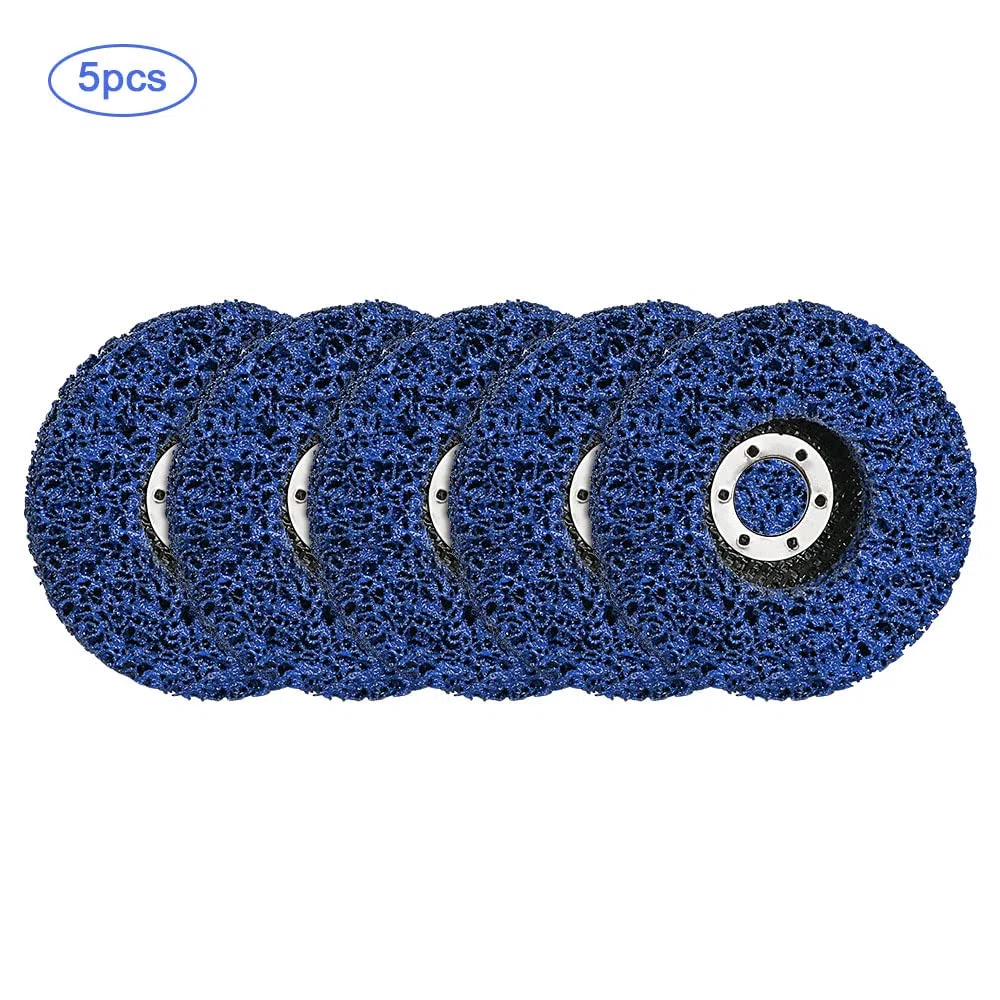CSD Scheibe Schleifscheibe, Ø 125mm Reinigungsscheibe Set, Grobreinigungsscheibe für Winkelschleifer, Clean Strip Disc Nylongewebescheibe für Schleifens Polierens Rostentfernung (5 Stück - Blau)