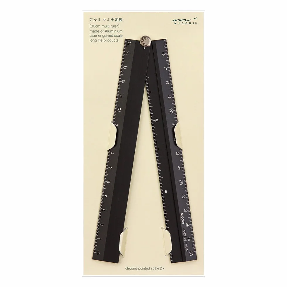 Midori Multi Aluminium-Lineal, 30 cm, Schwarz (42254006)