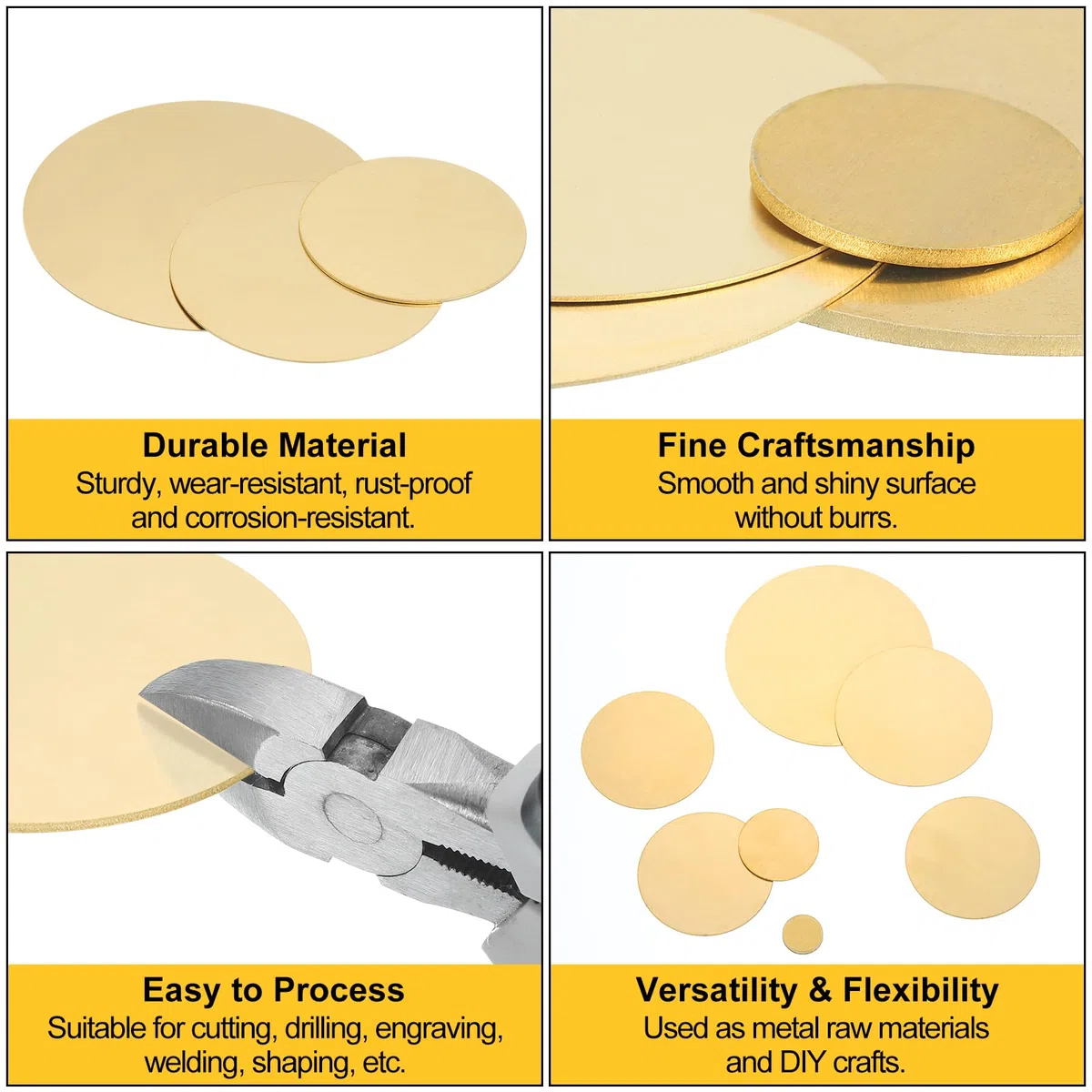 sourcing map Runde Messingplatte, 3 mm dick, 30 mm Durchmesser, H62, runde Messingscheibe, blank, rund, Metallblech, Kupfer-Kreisscheibe für Metallstempel, Bastelarbeiten, 5 Stück