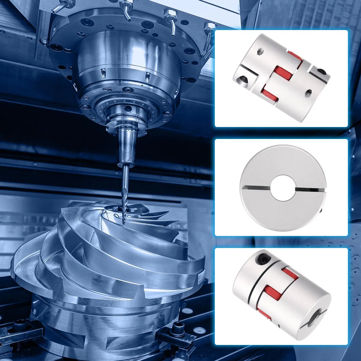 sourcing map Aluminiumwellenkupplung, 10 mm auf 12,7 mm, flexible Spinnenkupplung, L50 mm x D35 mm, Kupplungsbacke, Spinnen-Wellen-Gelenkverbinder für 3D-Drucker, DIY-Encoder CNC-Fräsmaschine