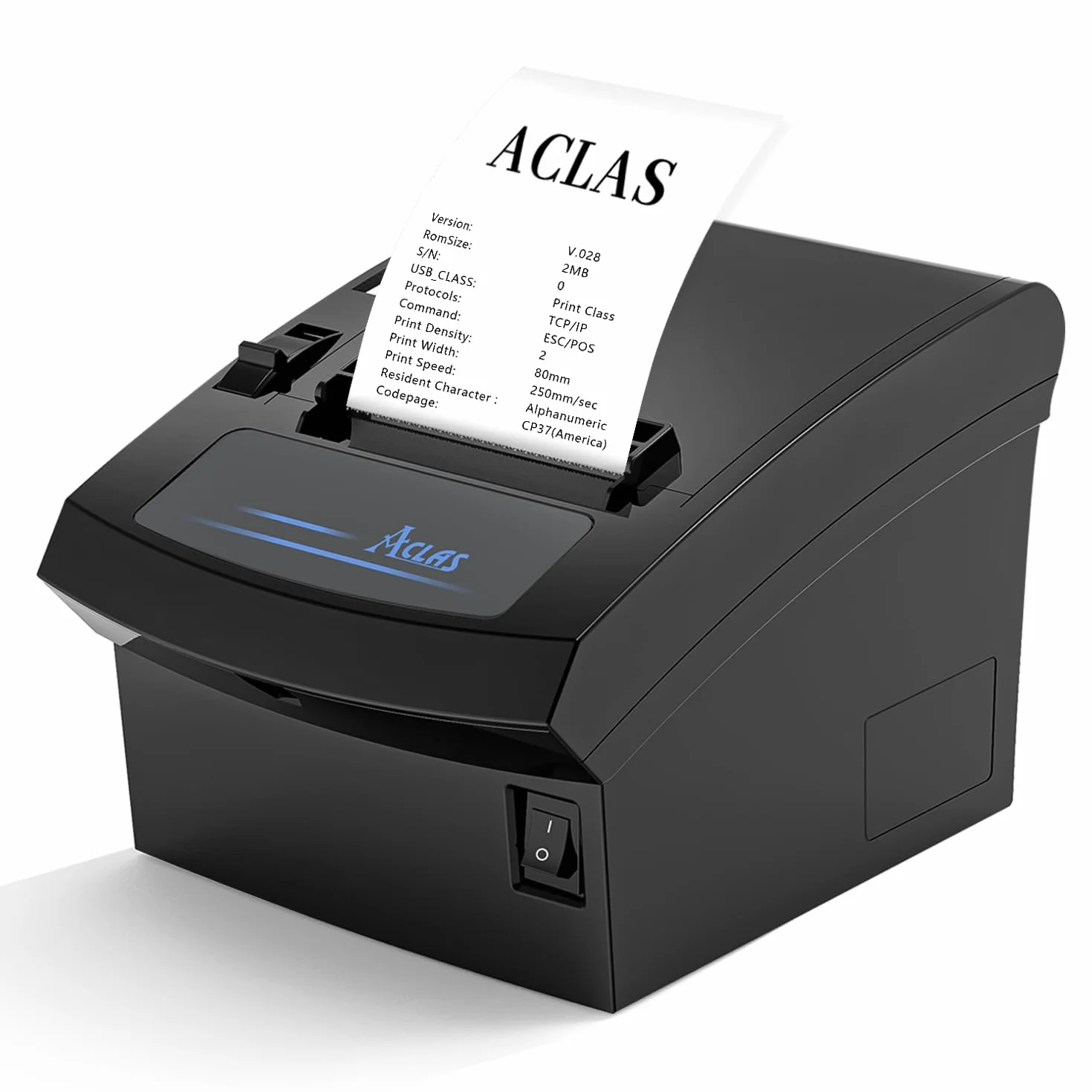 ACLAS Thermodrucker 80mm Quittungsdrucker Auto-Cut Bondrucker mit ESC/POS für registrierkasse kassenschublade (250mm/sec, USB + Ethernet)