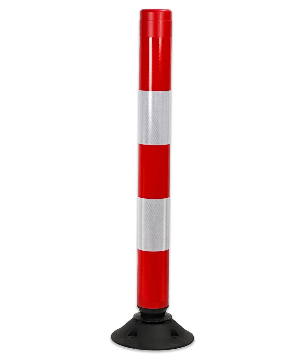 Leitpoller - UvV-Swingback Leitzylinder rot-weiß mit Bandfederung - extra stark reflektierend - Absperrung (1000mm)