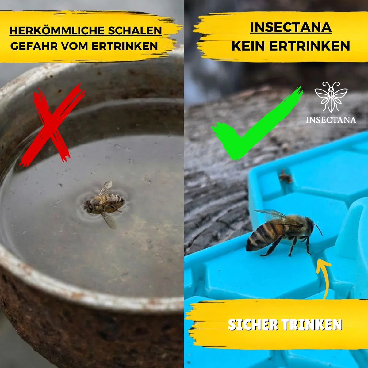 Bienentränke 2er Set Blau – Insektentränke aus BPA-freiem Silikon für Garten & Balkon – Wasserspender für Bienen Hummeln Schmetterlinge – UV-beständig Spülmaschinenfest Imker Zubehör