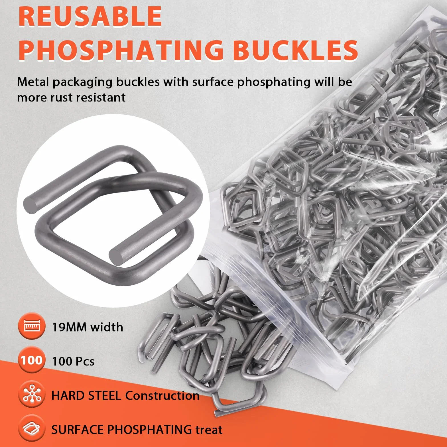 BAOSHISHAN Umreifungsset mit 19mm Textilband gewebt für Palettenverpackung (2-in-1 Spanner, 100m Textil Umreifungsband, 100 Phosphatknopf, 20 Verpackungsecke)
