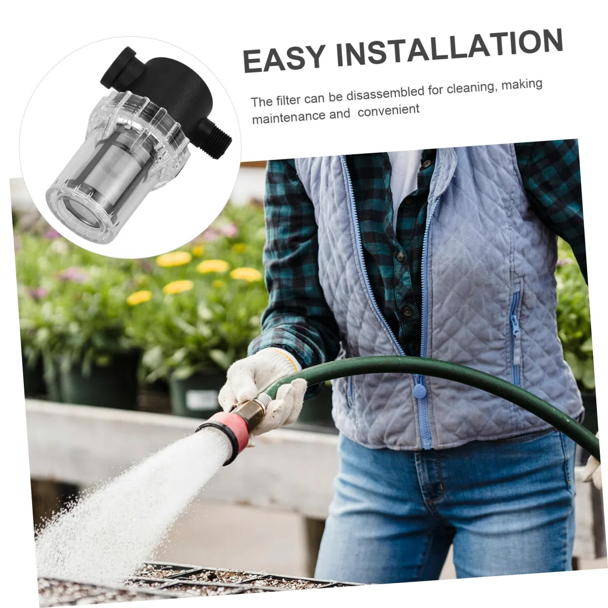 Kunststoff Wasserpumpenfilter mit Großem Durchfluss Kleiner Schlauchfilter zur Entfernung von Schmutzpartikeln für Gartenwasserpumpen und Reinigungsmaschinen