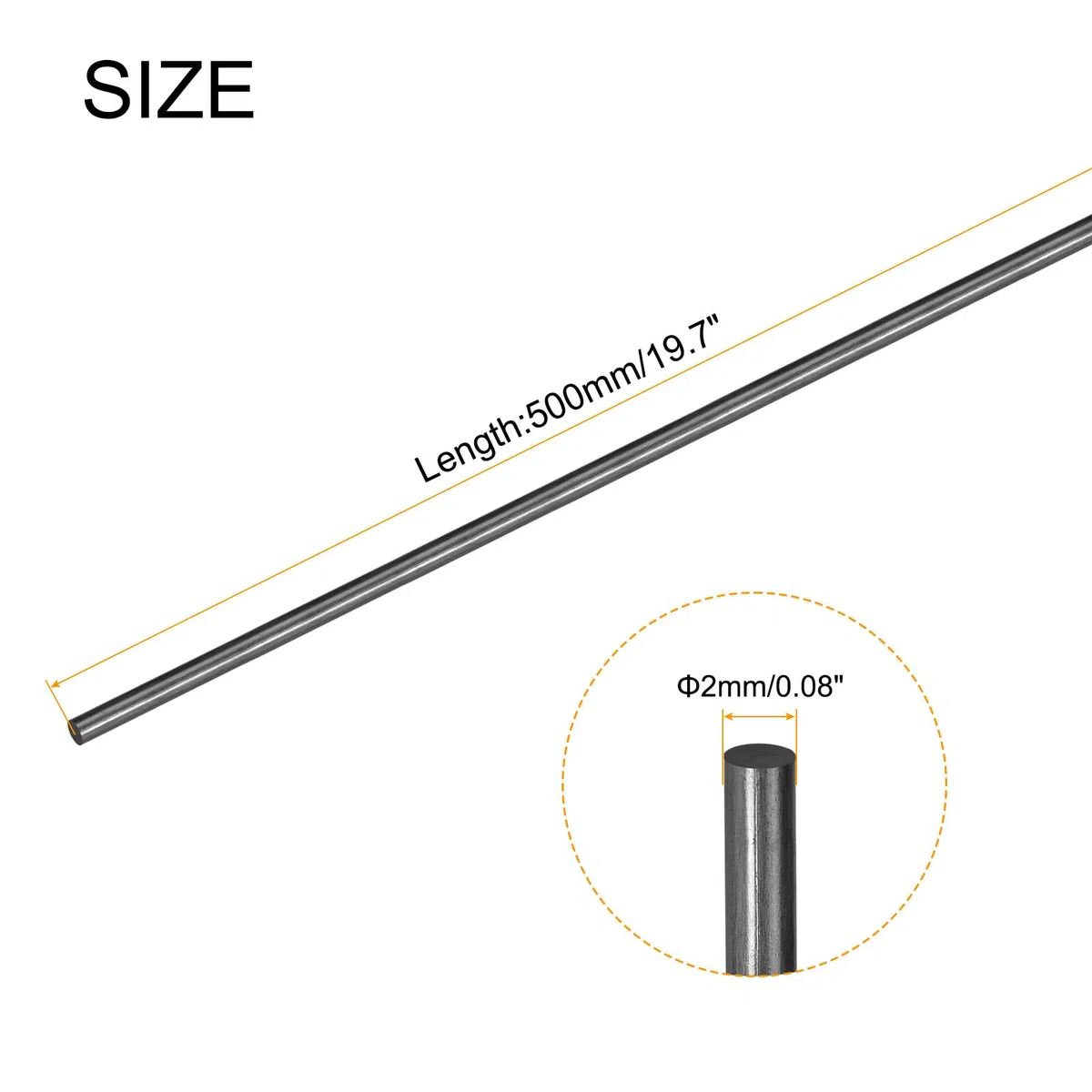 QUARKZMAN Kohlefaserstab, 2mm x 500mm für RC Flugzeug DIY Werkzeug Flügelrohr Quadcopter Arm, Packung mit 8 Stück