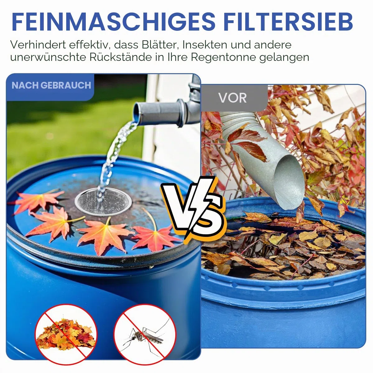 15,2 cm Regentonnen-Netzabdeckung für Regentonnen, 2 Stück, 304 Edelstahl-Siebfilter, rostet Nicht, Küchenwaschsieb, Kompostsieb, für Blätter, Mücken im Freien, Bodensieb, Reinigung von Samen