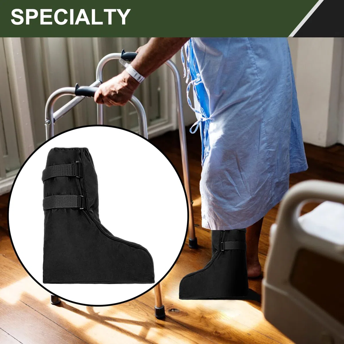 Medizinische Schuhüberzieher Stiefelabdeckung,Air Cam Walker Frakturstiefel,Wasserdicht Frakture Stiefelabdeckung,Medizinischer Orthopädischer Stiefel für Gebrochenen Fuß,Verstauchten Knöchel (L)