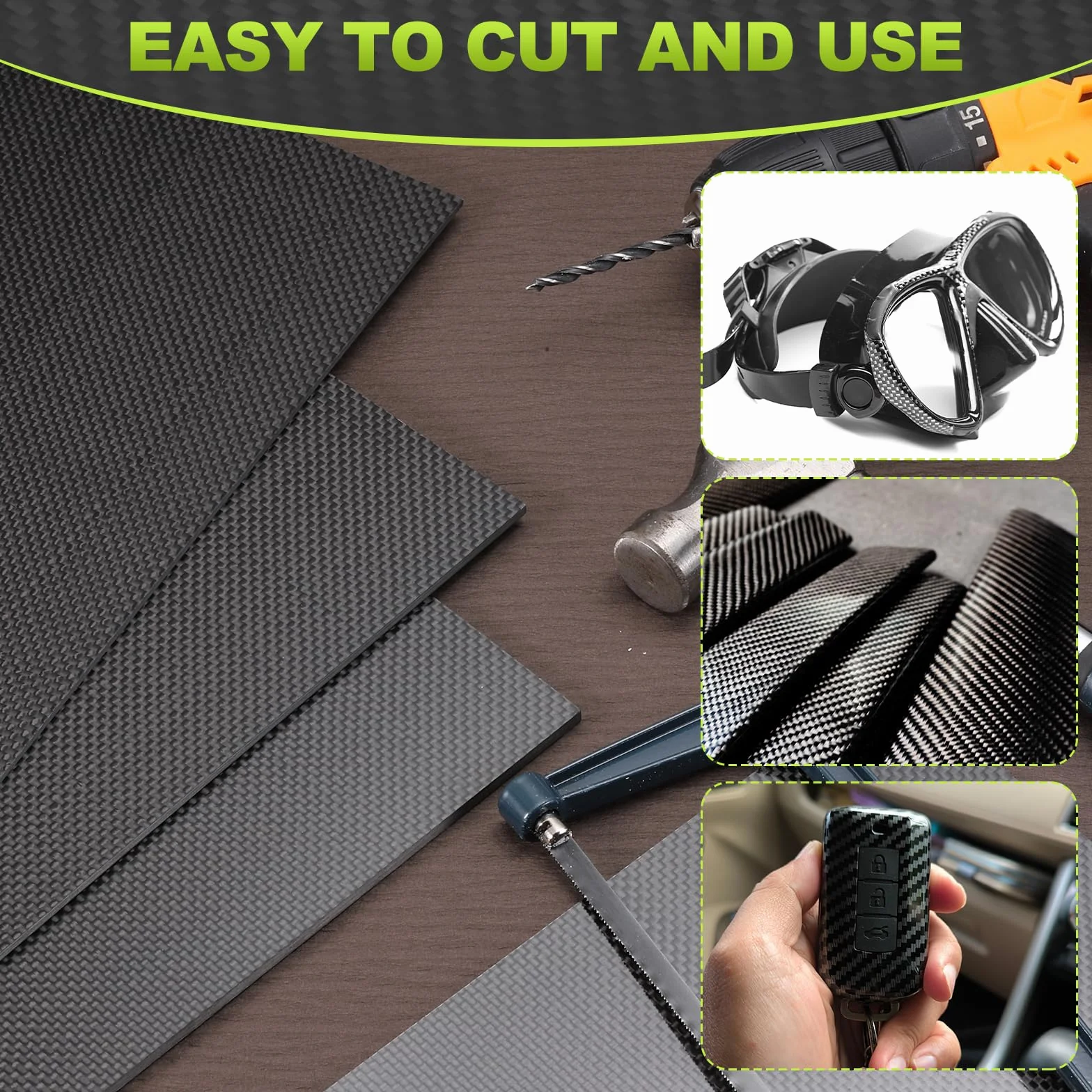 QUARKZMAN 3K Kohlefaser Platte Panel Platten 200 x 300 x 2.5mm Kohlefaser Brett Platte Hochglanz Laminat Plain Weave Panel Platten Flexibel für RC Flugzeuge Modellauto Autoteile