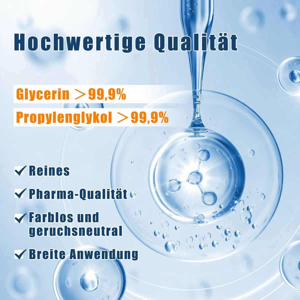 DBL 2x500ml 70% Glycerin E422, 30% Propylenglykol E1520, 70/30 VG/PG, 99,9% | Pharma- & Lebensmittelqualität, Vegan, Farblos, Ideal als Liquid Base für DIY, Seifen, Cremes, Kindersicherer Verschluss