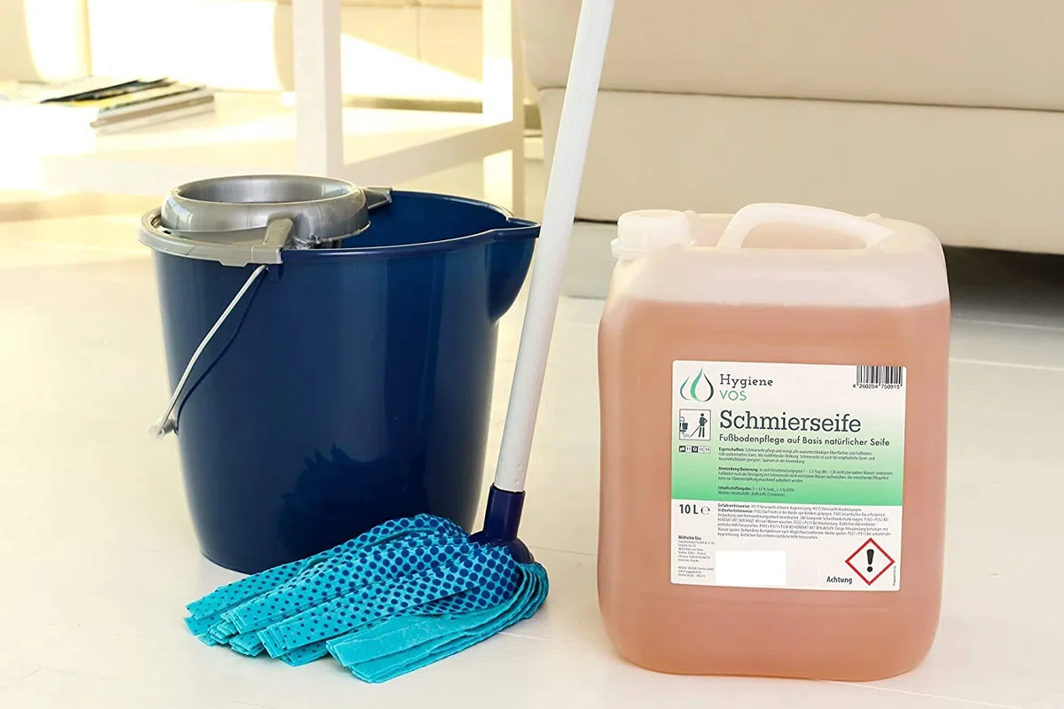 10 Liter Hygiene VOS Schmierseife Fußbodenpflege auf Basis natürlicher Seife. Für wasserbeständige Oberflächen, empfindliche Steinböden Keramikböden