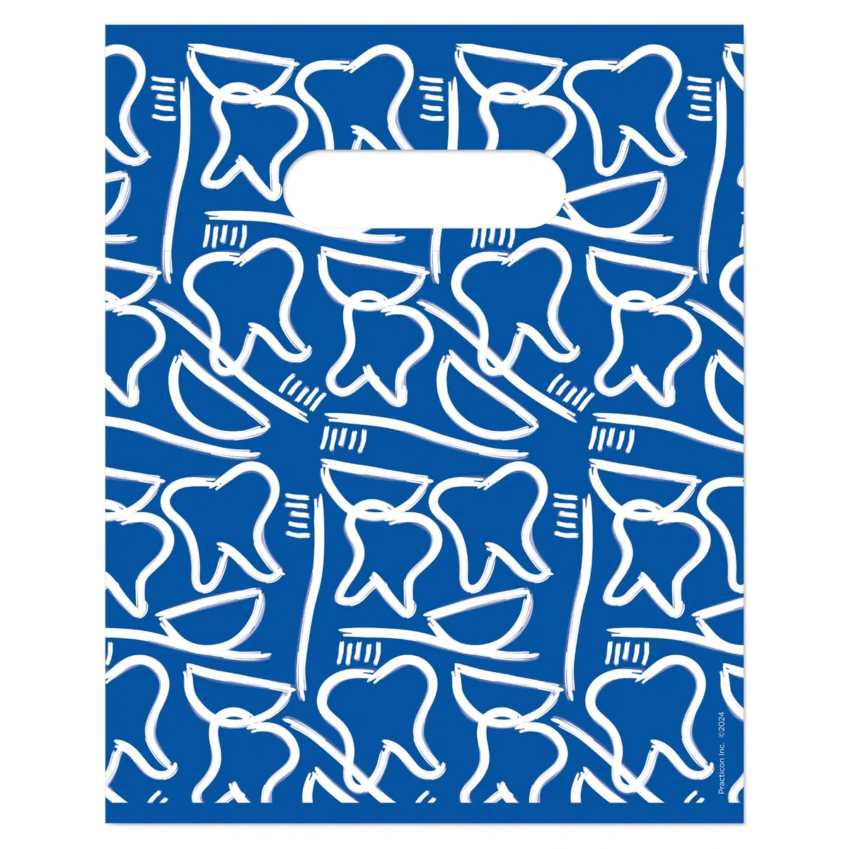 Practicon 11096124 Dental Drawings Scatter Print Patient Bags, 8" x 10" (Pack of 100)