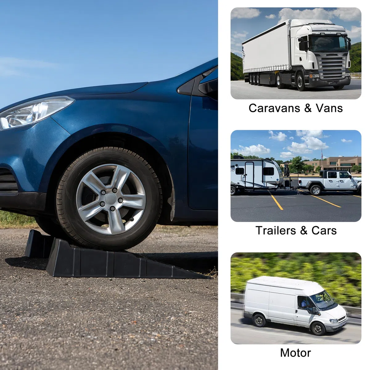 Auffahrrampen bis 2.5t 3-Stufen Nivellierkeile bis aus Kunststoff 2 Stück Stabile Autorampen für schwerere Fahrzeuge Pkw Auto Kfz Rampe für Caravan, Camper, Van & Auto