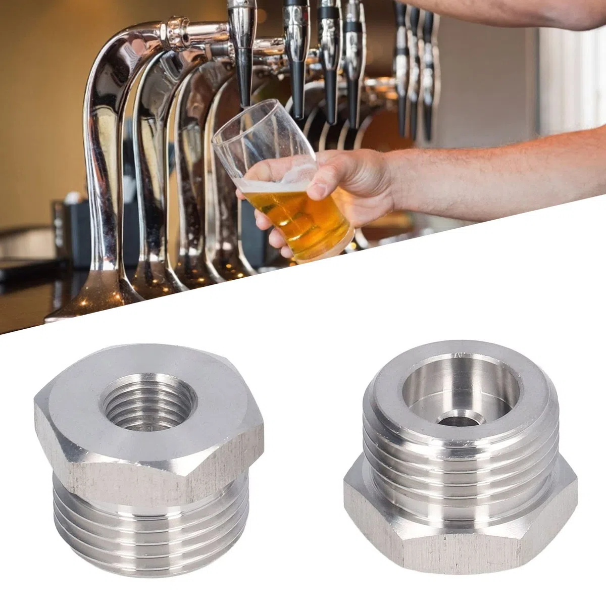 Cola-Fass-Adapter, Außengewinde G5/8 Innengewinde 1/4MFL Schlauchanschlüsse, Rohrverschraubungsanschlüsse für den Adapteraustausch