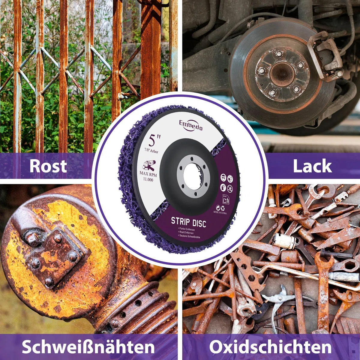 5 Stück CSD Scheibe 125mm für Winkelschleifer, Schleifscheiben zur Grobreinigung, Flexscheiben Reinigungsscheibe zum Entfernen von Rost, Farbe, Lack auf Metall