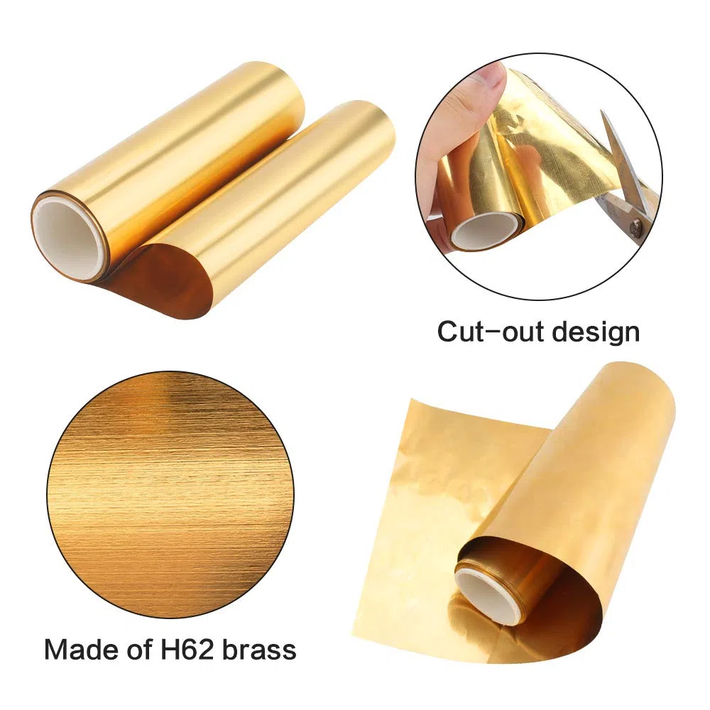 3 Stück Messingfolie Messingblech Messingstreifen Messingband Metall Dünnblech Folienplatte Messing Blatt Gold Folie aus H62 Messing (Größe: 0,02 x 100 x 1000 mm)