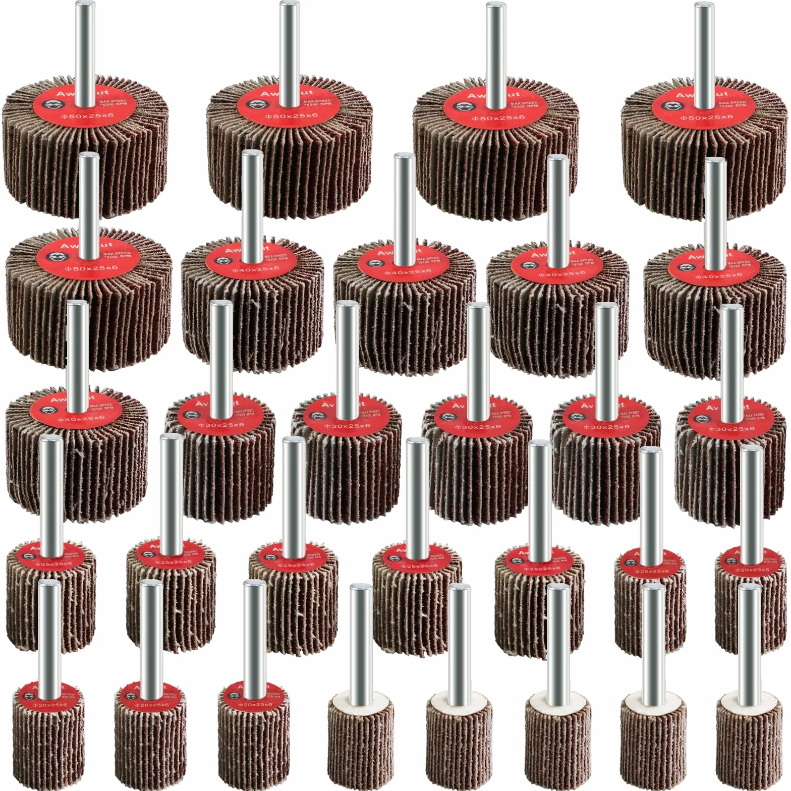 Fächerschleifer Set Körnung 80 Lamellenschleifer Schleifaufsatz für Akkuschrauber,Bohrmaschine,Geradschleifer (30pcs Rundschleifer)
