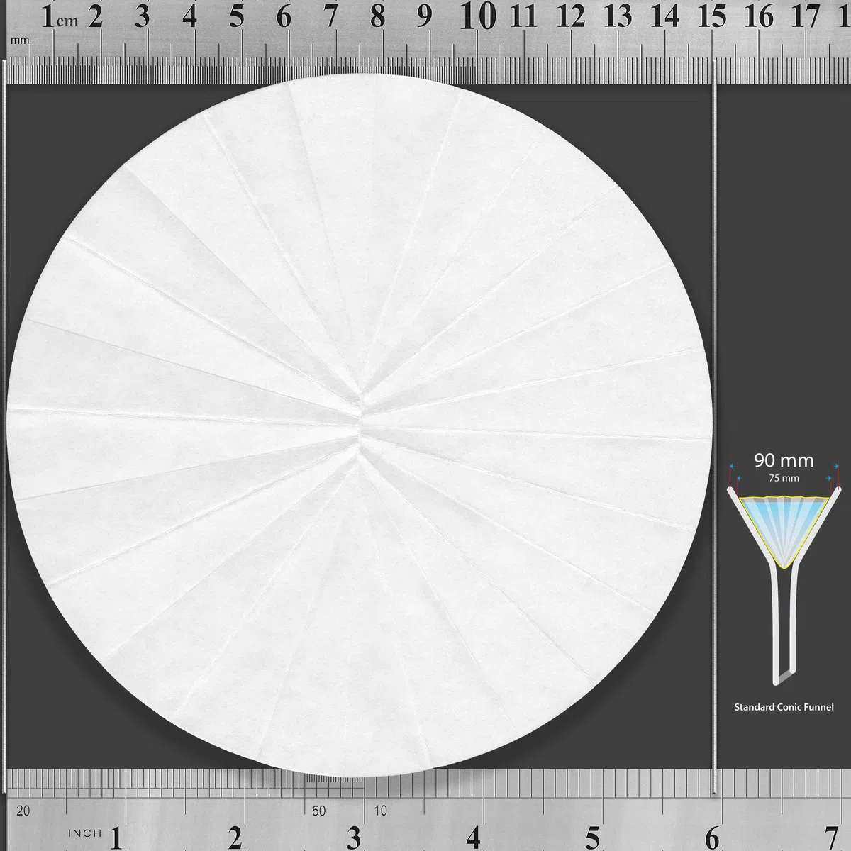 15 cm Faltenfilterpapier, vorgefaltet (gefaltet), Qualitative Grade 2 - Langsamer Fluss 150 mm (100 Scheiben)