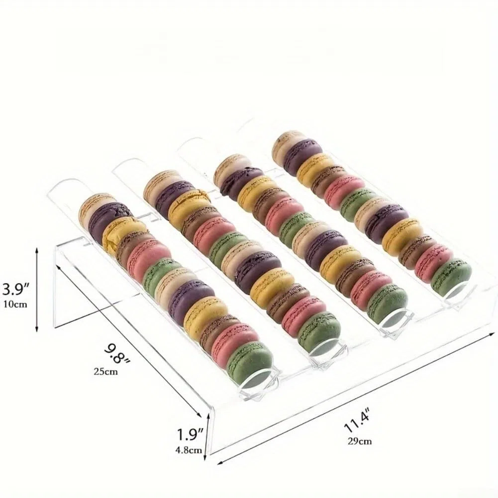Transparentes Acryl-Macaron-Display für professionelle Bäckerei-Setup mit 3 Schlitzen, 4 Schlitzen oder 6 Schlitz-Layout-Optionen für individuelle Anordnung (6 Mulden)