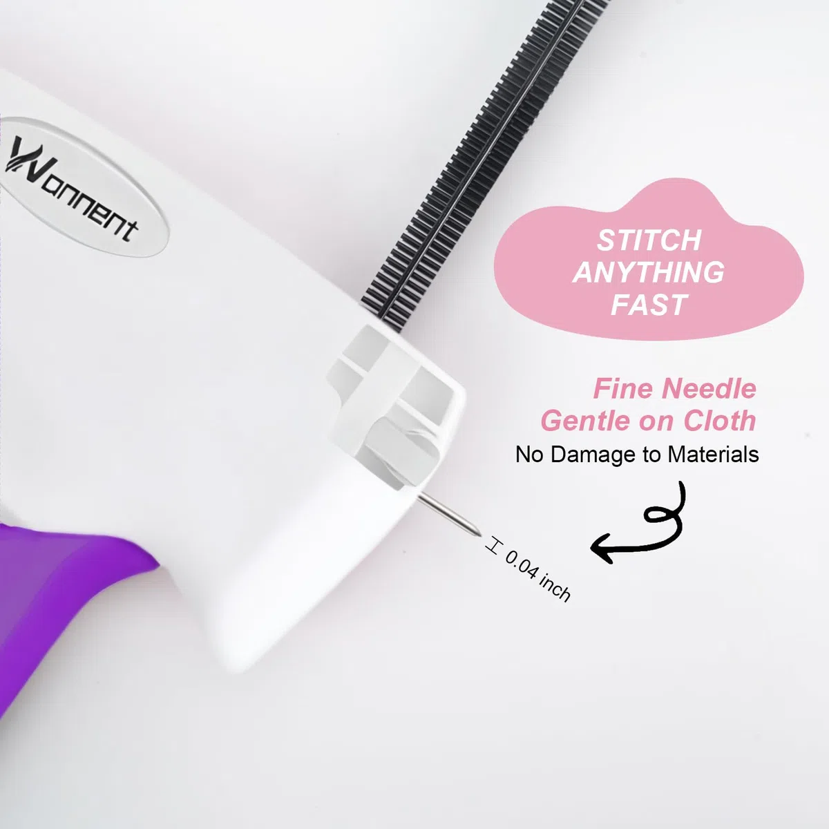 Stichpistole für Kleidung, Nähpistole für Kleidung, Nähte, schnelle Kleidungsfixierung, inklusive 1.000 schwarze Verschlüsse, 1.000 weiße Verschlüsse und 6 Nadeln (GhostWhite + Purple4)