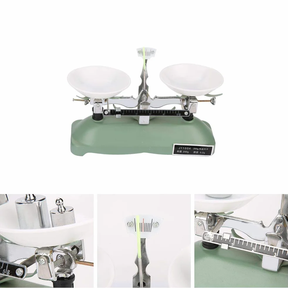 Labor Mechanische Balance Skala 200g Tablett Balance Skala mit Gewichten Chemie Physik Laborwaage für Experimente Ausbildung Wissenschaft Unterricht