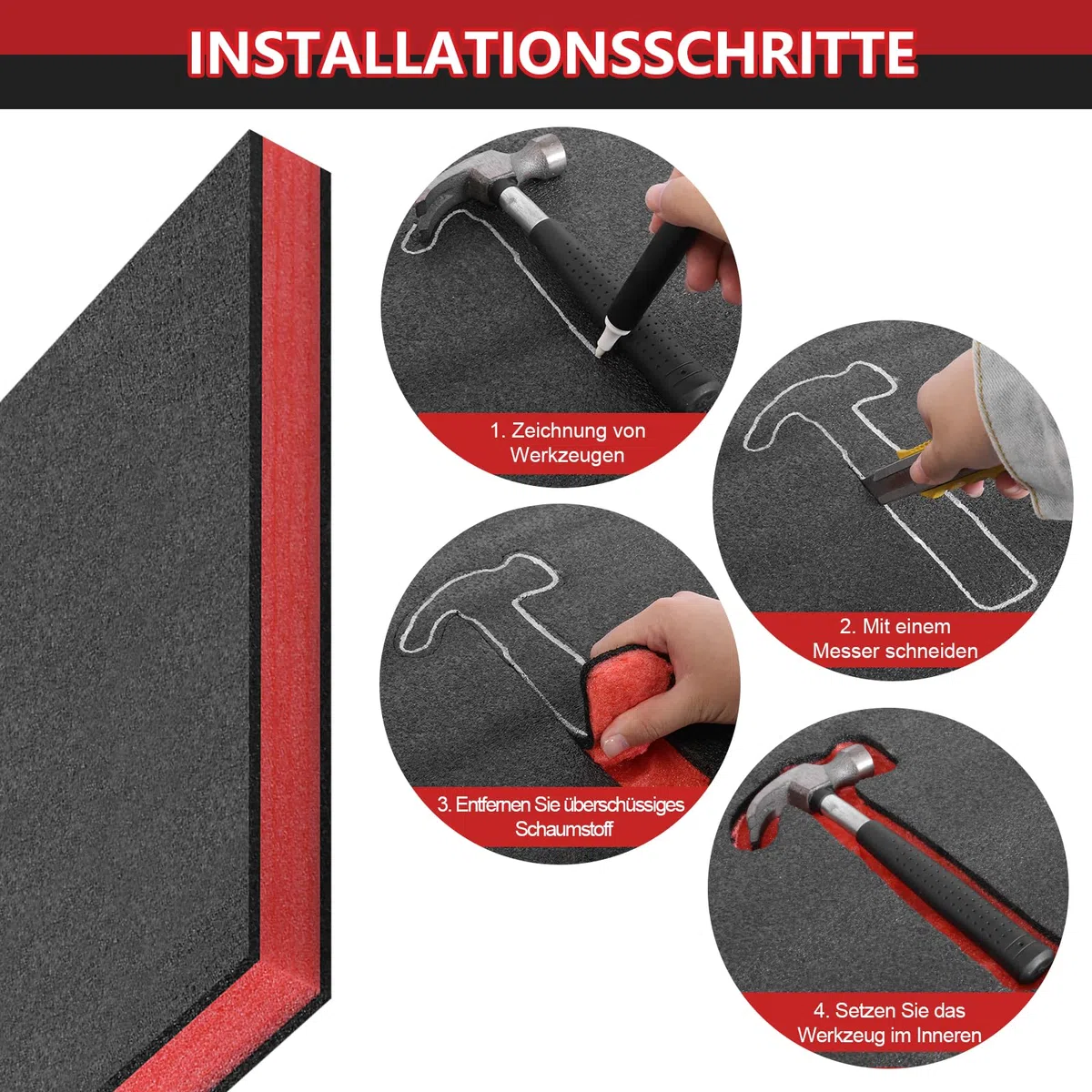 Schaumstoff Zuschnitt 3 Stück, 407 x 305 x 50mm Polyethylenschaumstoff Schaumstoffeinlage Werkzeug Shadow Foam, Schaumstoff Werkzeugeinlage Kamerakoffer Werkzeugkoffer Schaumstoffplatte