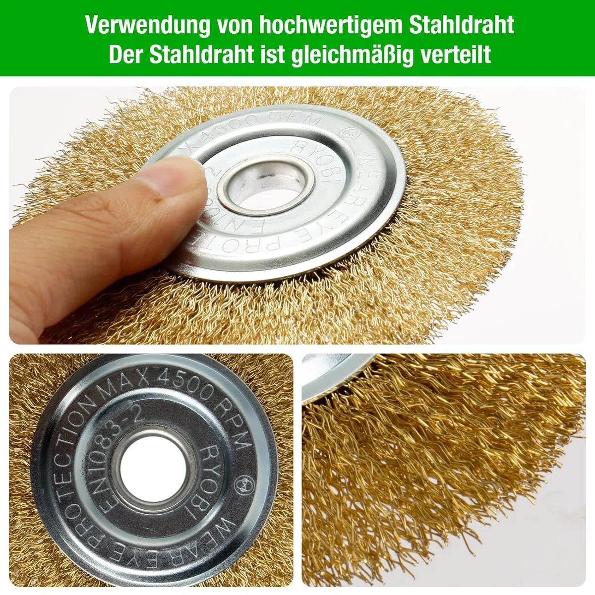 Fugenbürste 6er Set, Kompatibel mit Gloria Multibrush und Anderen Drahtbürsten, 11.5cm Durchmesser - Hochwertige Messingbürste, Garten Weedbrush Zubehör zur Entfernung von Unkraut Moos Steinen