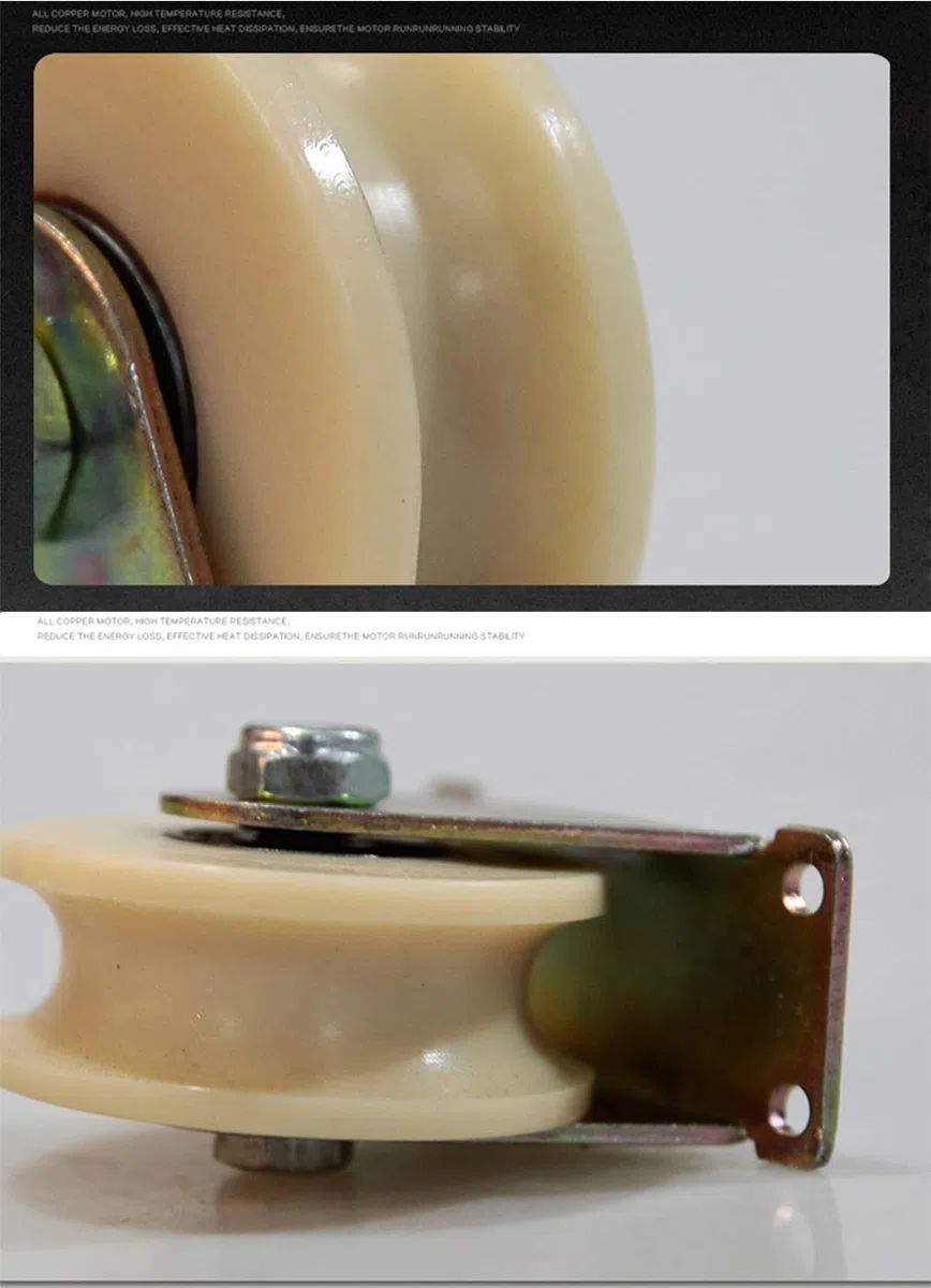 2 Stück Nylon-Schienenrad mit V-Nut, Schiebetür-Rollenrolle, Hochleistungs-Starrrolle, Doppellager, Zubehör für Drahtseil-Führungsräder, für Schienenschiebetüren und mechanische Wagen (U-Typ