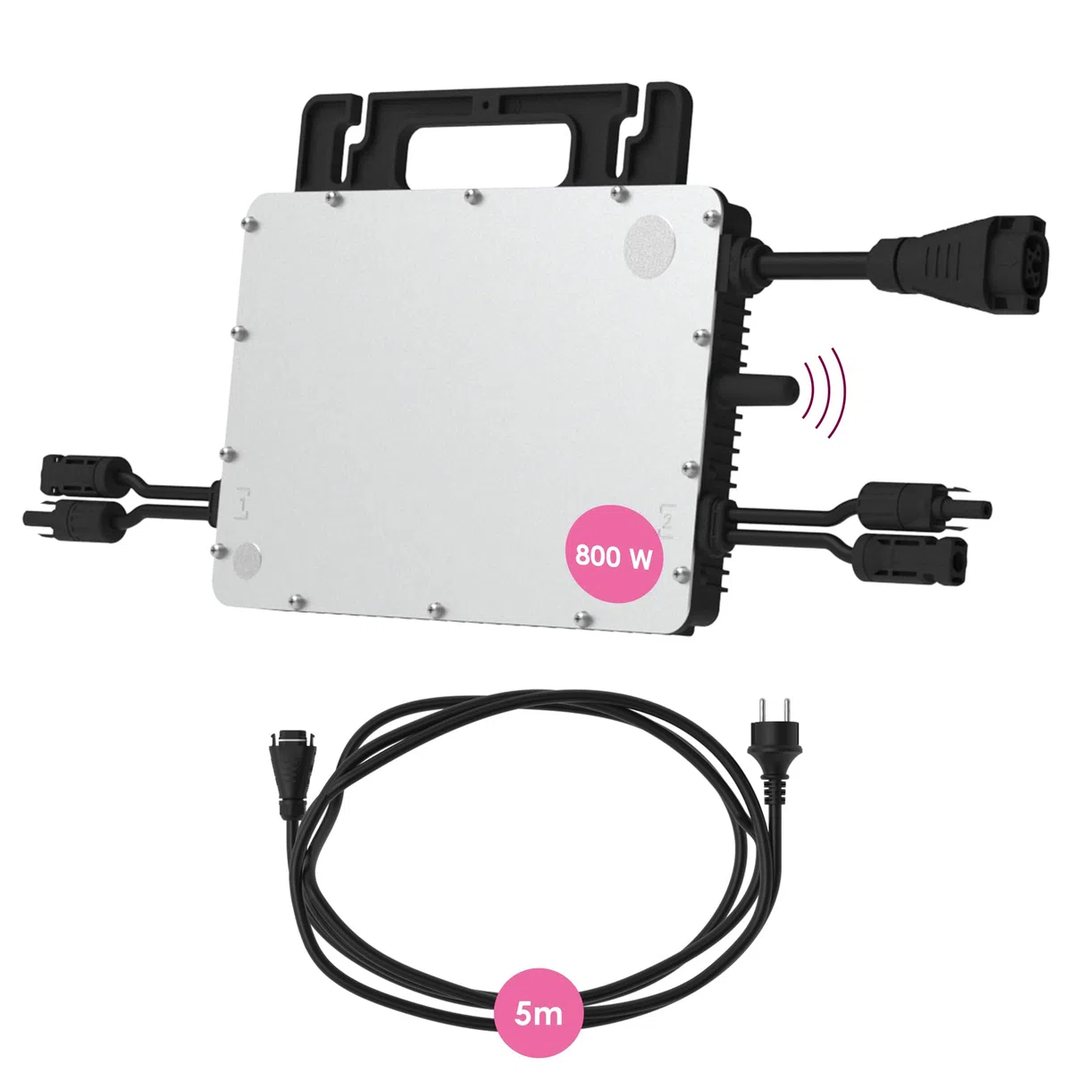 Hoymiles HMS-800W-2T Mikro-Wechselrichter mit integrierter WiFi DTU | inkl. 5m HMS Field Connector Kabel | bis zu 2 PV-Module | 800 Watt | VDE konform | für Balkonkraftwerke - at-Version