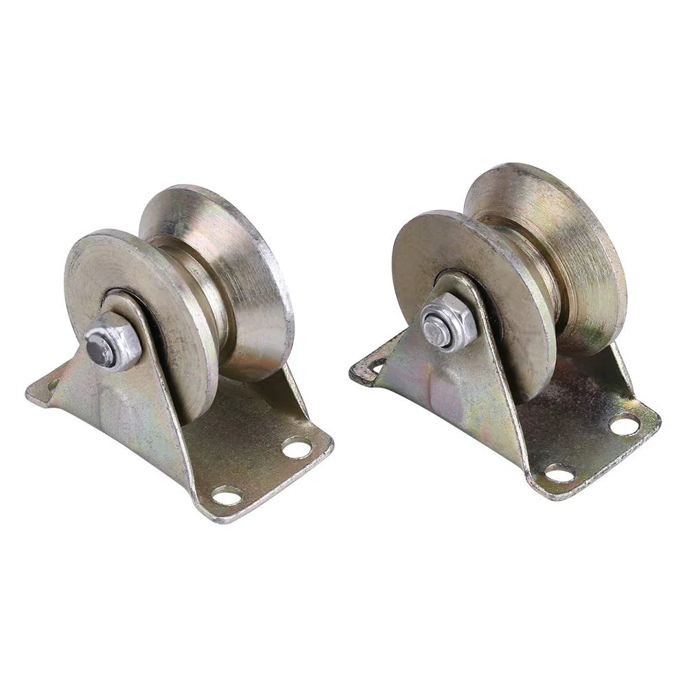 2 Stück V-Typ-Radschiene, Stahl Rillenrad-Gleittorrolle, starre Lenkrollen mit Halterung, Gleittorrolle