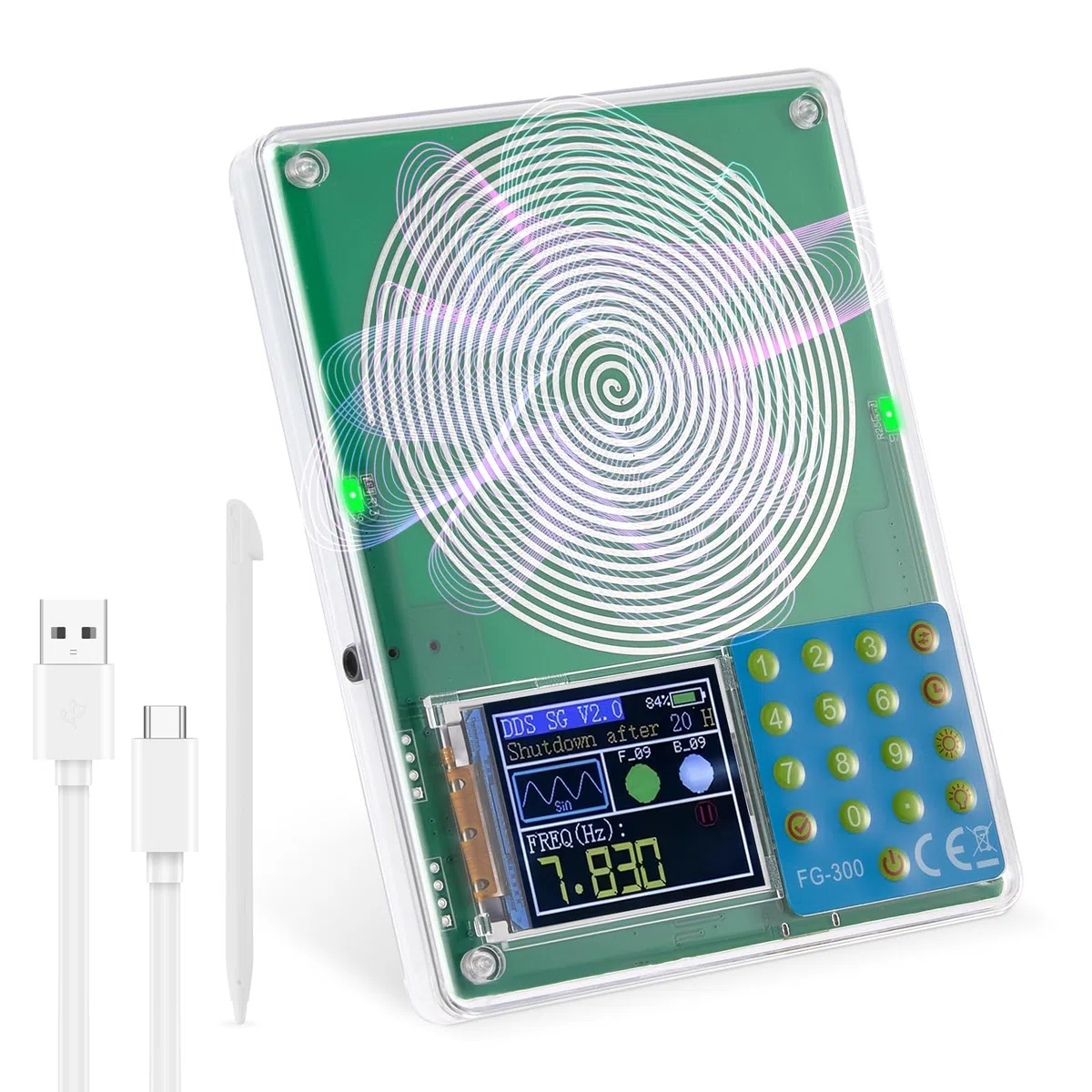 Schumann Frequenz Generator 7,83 Hz Frequenzgerät, Tragbarer Frequenzgenerator 0,01Hz-200kHz mit 13 Wellenformen, 1000 mAh Akku Wiederaufladbarer Schumann Resonanz Sinuswellen Generator Maschine