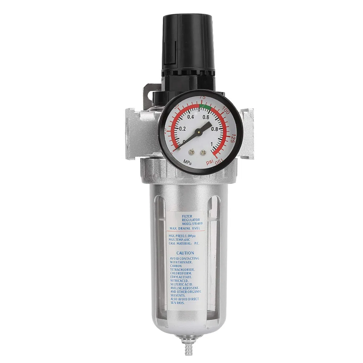 1/2 Zoll Druckluftfilter-Druckregler mit 0–150 Psi Manometer Hoch, Druckluft-Kombinationsfilter und -regler