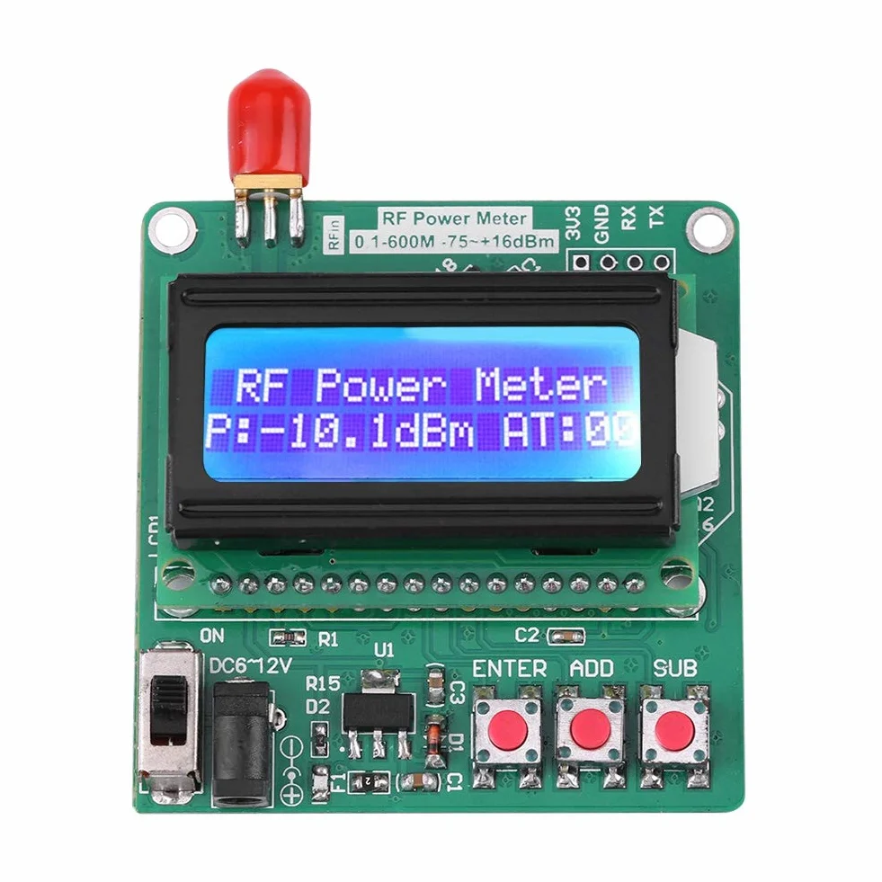 Naroote HF-Leistungsmesser, LCD, Digital, -75 Bis +16 DBm, 1–600 MHz, Frequenzdämpfungswert für Elektronik-Enthusiasten