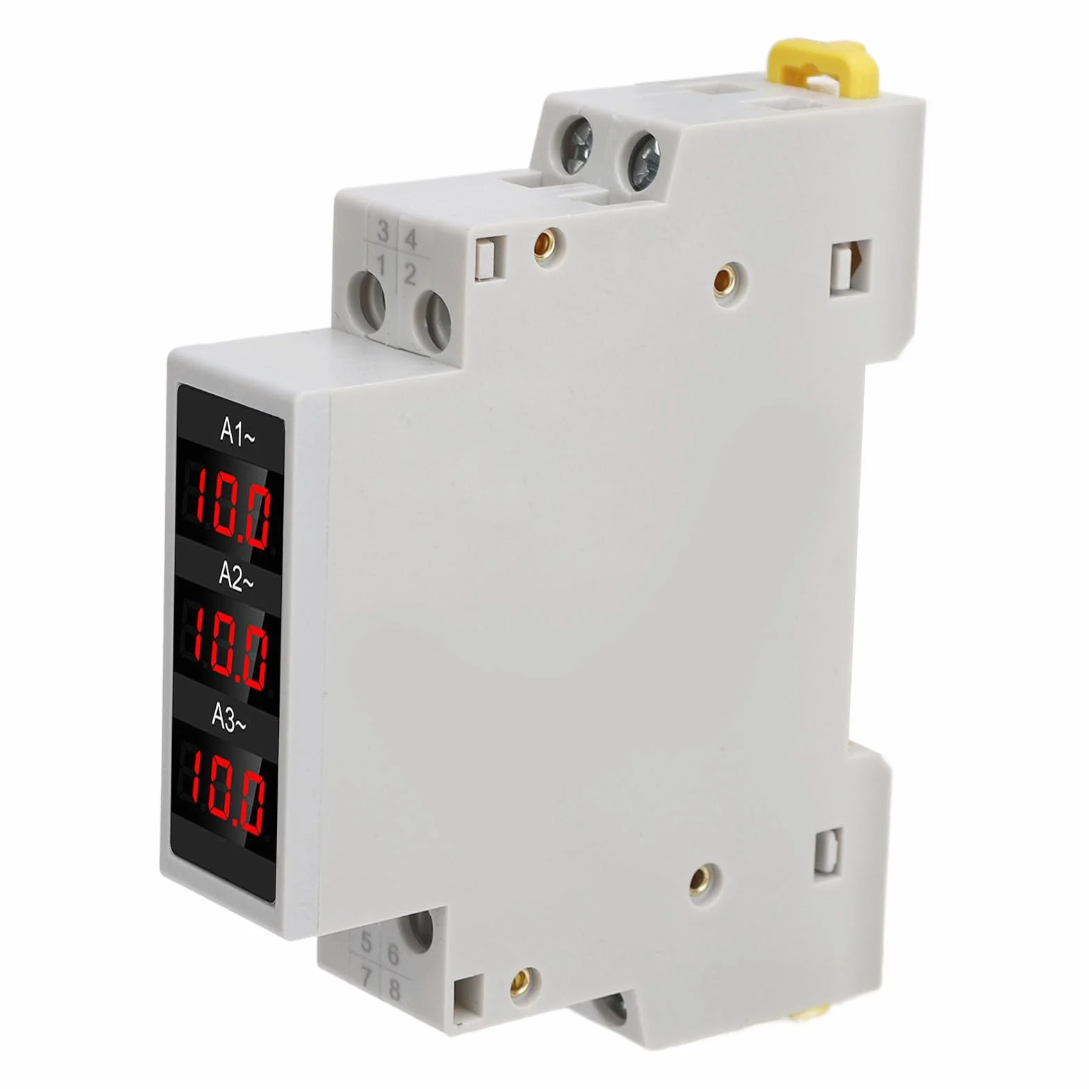 3-Phasen-DIN-Schienen-Amperemeter, AC-Amperemeter mit 3 Sensoren, Echteffektivwert, 1–100 A Stromüberwachung, 80–500 V AC-Digitalanzeige, Industrielle Energieanzeige für Fabrikautomatisierung