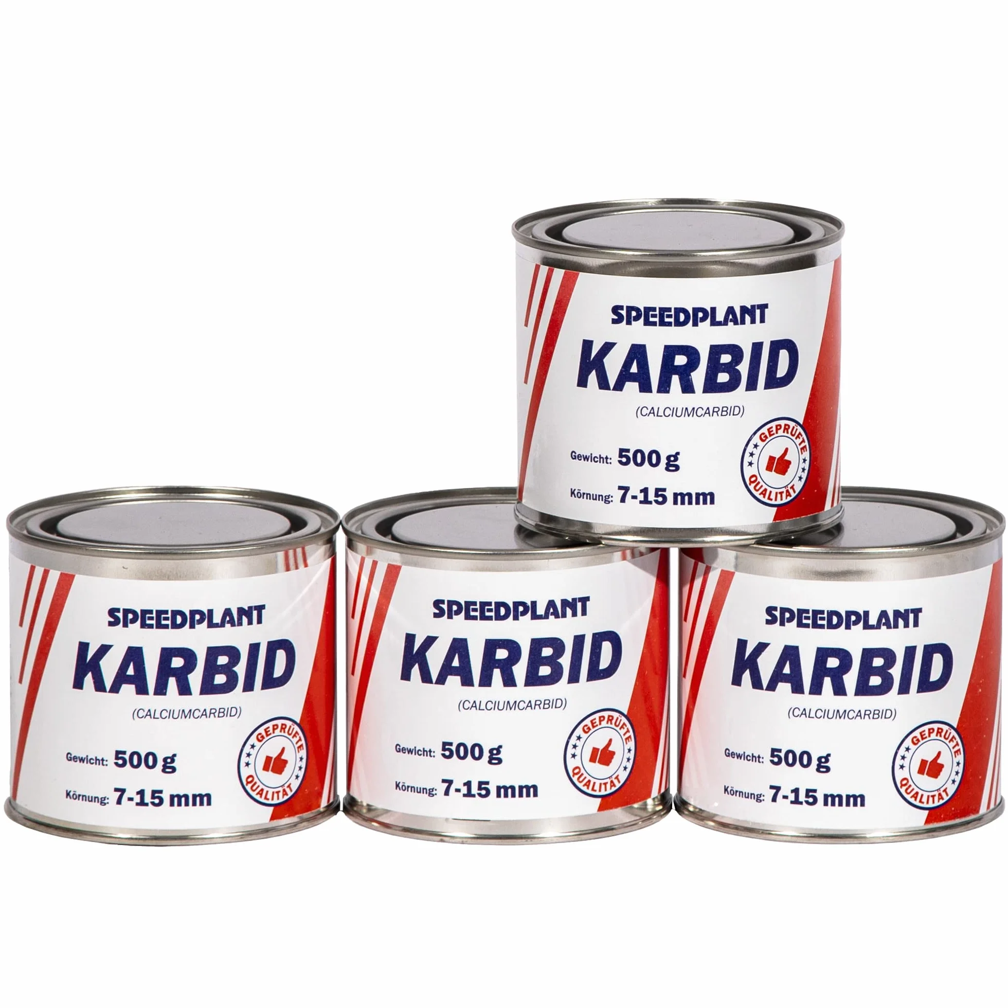 SPEEDPLANT Karbid 2 kg (4x 500g) - Carbid Kabit Kabitt karbitt Karbit Karbid kleine Körnung 7-15mm - 4 Dosen